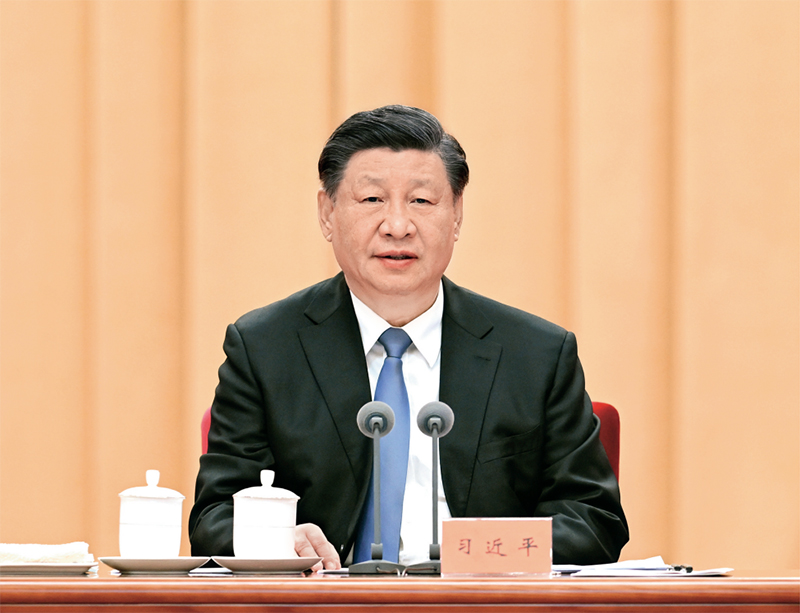 2023年1月9日，中共中央總書記、國(guó)家主席、中央軍委主席習(xí)近平在中國(guó)共產(chǎn)黨第二十屆中央紀(jì)律檢查委員會(huì)第二次全體會(huì)議上發(fā)表重要講話。 新華社記者 張領(lǐng)/攝